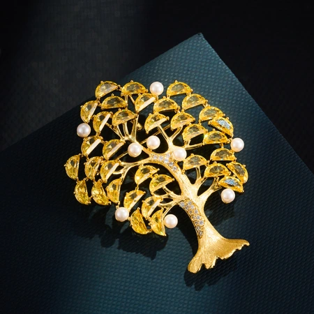 Luz lujo gas oro amarillo riqueza árbol broche nicho estilo de detonación de alto grado sentido aleación de cobre con circonitas oro real pin plateado Luz lujo gas oro amarillo riqueza árbol broche nicho estilo de detonación de alto grado sentido aleación de cobre con circonitas oro real pin plateado